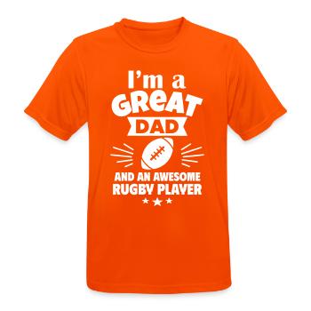 Je suis un père formidable et un bon joueur de rugby - T-shirt respirant Homme - orange néon - Devant - AI Model Male 185 dark (185cm)