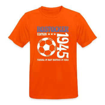 Rostocker Geburtstag 1945 Fußball Geschenk - Männer T-Shirt atmungsaktiv - Neonorange - Vorne - AI Model Male 185 dark (185cm)