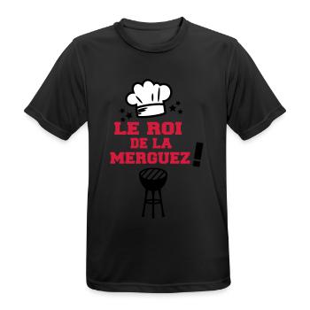 roi de la merguez - T-shirt respirant Homme - noir - Devant - AI Model Male 178 light (178cm)