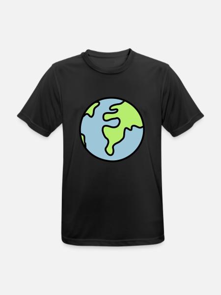 Globus - Welt - Männer T-Shirt atmungsaktiv - Schwarz