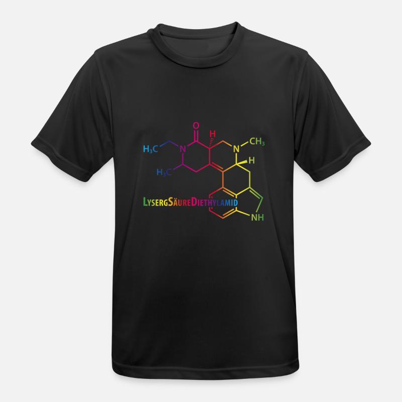 LSD Strukturformel bunter Regenbogen Drogen Rausch - Männer T-Shirt atmungsaktiv - Schwarz