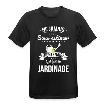 Sous-estimer un trentenaire qui fait du jardinage - T-shirt respirant Homme - noir - Devant - AI Model Male 178 light (178cm)