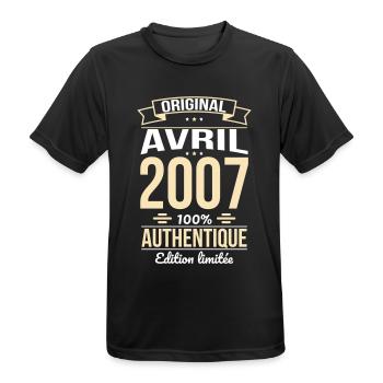 18th Birthday - Original - April 2007 - Men's Breathable T-Shirt - black - Front - AI Model Male 178 light (178cm)