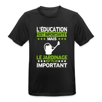 Education est importante jardinage plus important - T-shirt respirant Homme - noir - Devant - AI Model Male 178 light (178cm)