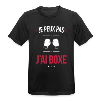 Je peux pas j'ai boxe - Cadeau humour - T-shirt respirant Homme - noir - Devant - AI Model Male 178 light (178cm)