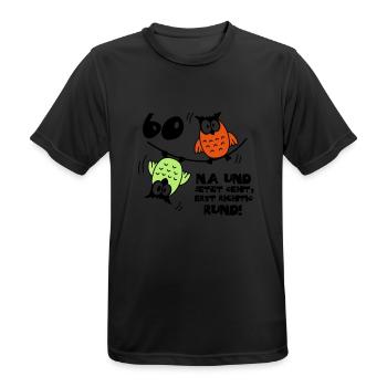 60. Geburtstag - Eulen - jetzt geht's rund - Männer T-Shirt atmungsaktiv - Schwarz - Vorne - AI Model Male 178 light (178cm)