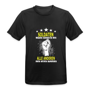 SOLDATEN_ALLE ANDEREN - Männer T-Shirt atmungsaktiv - Schwarz - Vorne - AI Model Male 178 light (178cm)