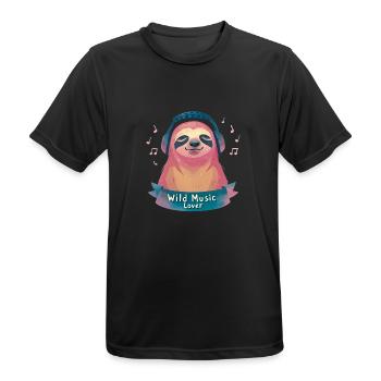 Faultier Musikliebhaber - Männer T-Shirt atmungsaktiv - Schwarz - Vorne - AI Model Male 178 light (178cm)