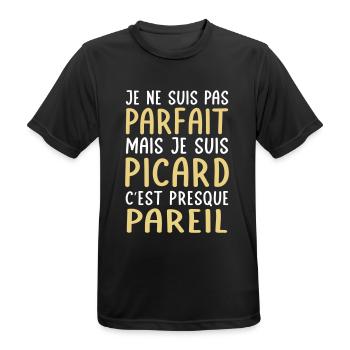 Je ne suis pas parfait mais je suis Picard - T-shirt respirant Homme - noir - Devant - AI Model Male 178 light (178cm)