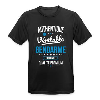 Authentique et véritable gendarme - Original - T-shirt respirant Homme - noir - Devant - AI Model Male 178 light (178cm)