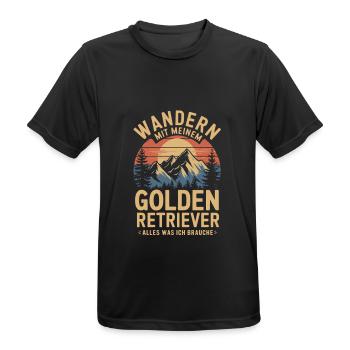 Wandern mit meinem Golden Retriever - Männer T-Shirt atmungsaktiv - Schwarz - Vorne - AI Model Male 178 light (178cm)