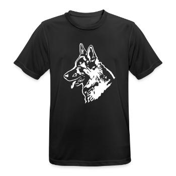 319 deutscher Schäferhund - Männer T-Shirt atmungsaktiv - Schwarz - Vorne - AI Model Male 178 light (178cm)
