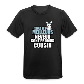les meilleurs neveux sont promus cousin - T-shirt respirant Homme - noir - Devant - AI Model Male 178 light (178cm)