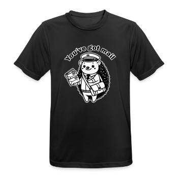 Facteur Hérisson - Design « Vous avez du courrier » - T-shirt respirant Homme - noir - Devant - AI Model Male 178 light (178cm)