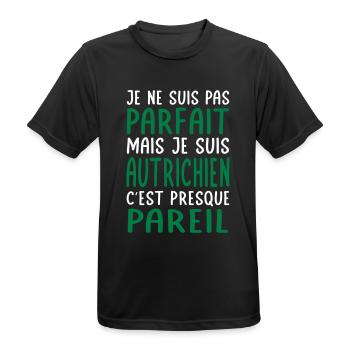 Je ne suis pas parfait mais je suis Autrichien - T-shirt respirant Homme - noir - Devant - AI Model Male 178 light (178cm)