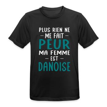 Rien ne me fait peur ma femme est Danoise - T-shirt respirant Homme - noir - Devant - AI Model Male 178 light (178cm)