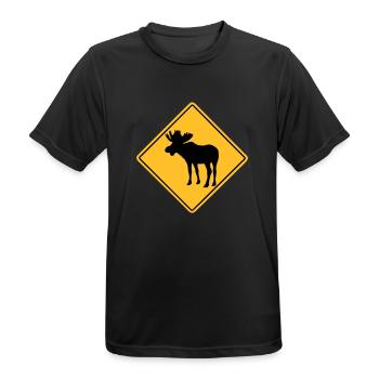 Moose Road Sign - Männer T-Shirt atmungsaktiv - Schwarz - Vorne - AI Model Male 178 light (178cm)