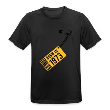 born in 1973 (fr) - T-shirt respirant Homme - noir - Devant - AI Model Male 178 light (178cm)