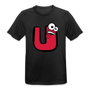 U letter name write cartoon comic face l - Men's Breathable T-Shirt - black - Front - AI Model Male 178 light (178cm)
