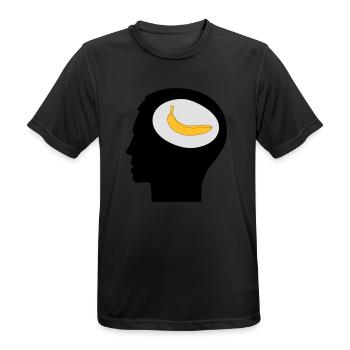 Banana Joe, Banane im Kopf - Men's Breathable T-Shirt - black - Front - AI Model Male 178 light (178cm)