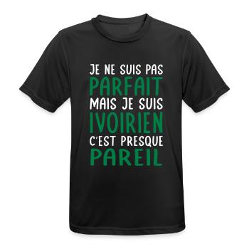 Je ne suis pas parfait mais je suis Ivoirien - T-shirt respirant Homme - noir - Devant - AI Model Male 178 light (178cm)