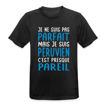 Je ne suis pas parfait mais je suis Péruvien - T-shirt respirant Homme - noir - Devant - AI Model Male 178 light (178cm)