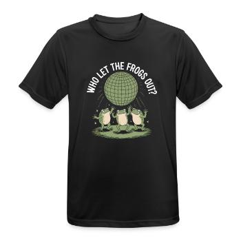 Wer hat die Frösche rausgelassen? - Niedlicher Frosch Aufkleber - Männer T-Shirt atmungsaktiv - Schwarz - Vorne - AI Model Male 178 light (178cm)