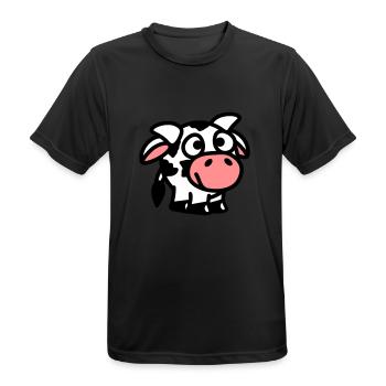 smiley_cow_3c - Men's Breathable T-Shirt - black - Front - AI Model Male 178 light (178cm)