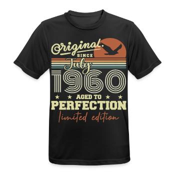 July 1960 Retro Birthday Born in July 1960 - Men's Breathable T-Shirt - black - Front - AI Model Male 178 light (178cm)
