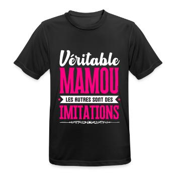 Véritable Mamou les autres sont des imitations ! - T-shirt respirant Homme - noir - Devant - AI Model Male 178 light (178cm)