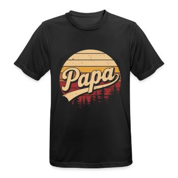 Papa Retro Sunset Logo - T-shirt respirant Homme - noir - Devant - AI Model Male 178 light (178cm)