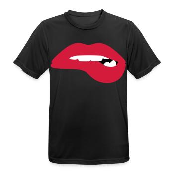 Heiße volle Lippen wollen dich verführen - Männer T-Shirt atmungsaktiv - Schwarz - Vorne - AI Model Male 178 light (178cm)