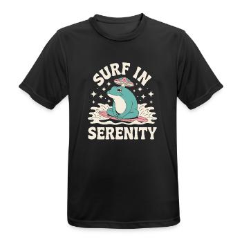 Surfen in Serenity - Süßer Frosch Aufkleber - Männer T-Shirt atmungsaktiv - Schwarz - Vorne - AI Model Male 178 light (178cm)
