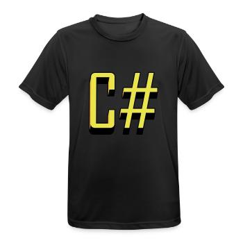 Programmiersprachen: C # / C sharp (Classic) - Männer T-Shirt atmungsaktiv - Schwarz - Vorne - AI Model Male 178 light (178cm)