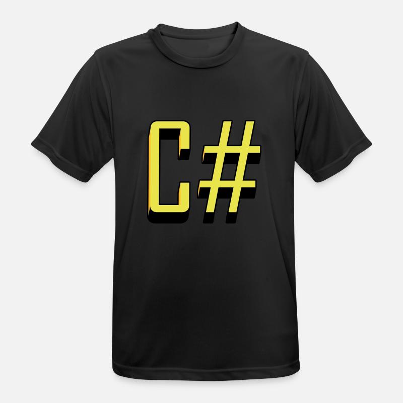 Programmiersprachen: C # / C sharp (Classic) - Männer T-Shirt atmungsaktiv - Schwarz