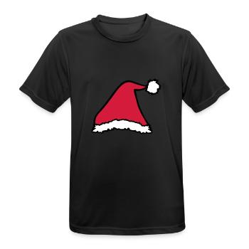 Chapeau de Père Noël - T-shirt respirant Homme - noir - Devant - AI Model Male 178 light (178cm)