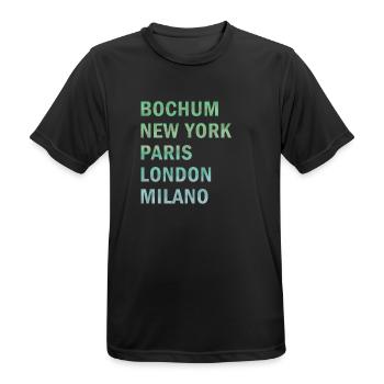 Metropole Bochum - Männer T-Shirt atmungsaktiv - Schwarz - Vorne - AI Model Male 178 light (178cm)