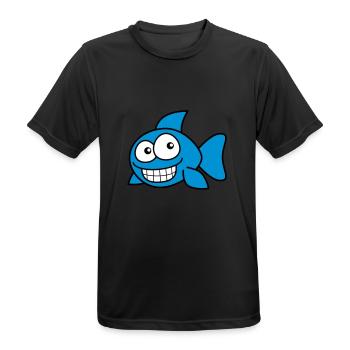 grin_fish_3c - Männer T-Shirt atmungsaktiv - Schwarz - Vorne - AI Model Male 178 light (178cm)