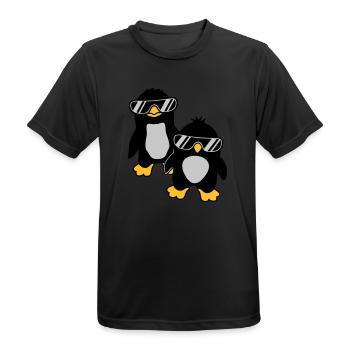 Pinguine Crew 2 Freunde - Männer T-Shirt atmungsaktiv - Schwarz - Vorne - AI Model Male 178 light (178cm)