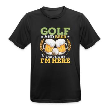 Golf And Beer That's Why I'm Here Golfer Hobby - Männer T-Shirt atmungsaktiv - Schwarz - Vorne - AI Model Male 178 light (178cm)