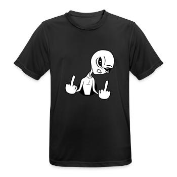 hole insult wanker middle finger fuck you off - Men's Breathable T-Shirt - black - Front - AI Model Male 178 light (178cm)