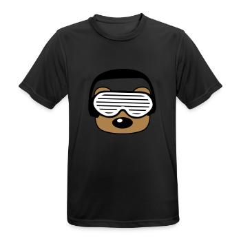 gesicht kopf feiern party dj kopfhoerer musik spas - Männer T-Shirt atmungsaktiv - Schwarz - Vorne - AI Model Male 178 light (178cm)