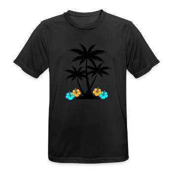 palme hibiskus - Männer T-Shirt atmungsaktiv - Schwarz - Vorne - AI Model Male 178 light (178cm)