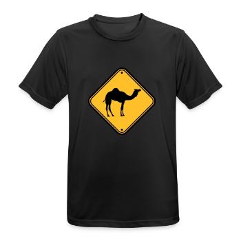 Shield warning danger caution Caution came - Men's Breathable T-Shirt - black - Front - AI Model Male 178 light (178cm)