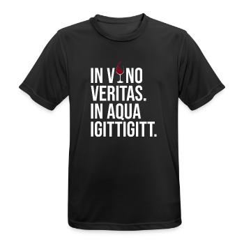 In Vino Veritas in Aqua Igittigitt Wein lustig - Männer T-Shirt atmungsaktiv - Schwarz - Vorne - AI Model Male 178 light (178cm)