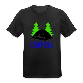 camping - Men's Breathable T-Shirt - black - Front - AI Model Male 178 light (178cm)