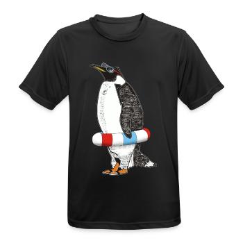 PINGUIN WARTET SOMMER - Männer T-Shirt atmungsaktiv - Schwarz - Vorne - AI Model Male 178 light (178cm)