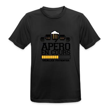 apéro en cours ,t-shirts apéro, message - T-shirt respirant Homme - noir - Devant - AI Model Male 178 light (178cm)