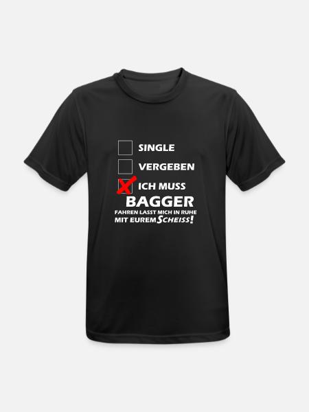 Bagger Fahren Single - Männer T-Shirt atmungsaktiv - Schwarz