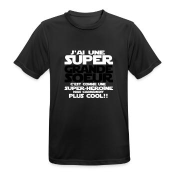 j'ai une super grande sœur - T-shirt respirant Homme - noir - Devant - AI Model Male 178 light (178cm)